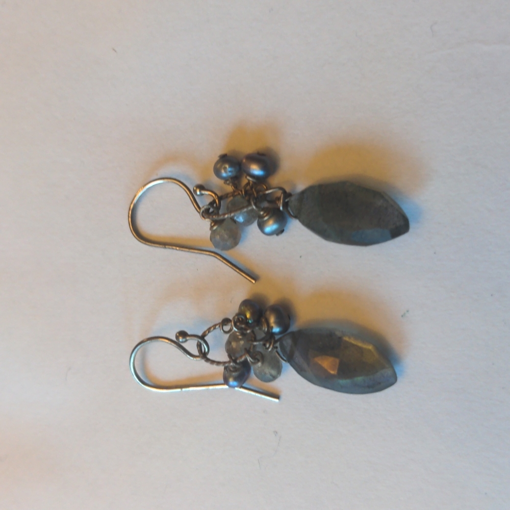 French wire labradorite 1.25" drop earrings